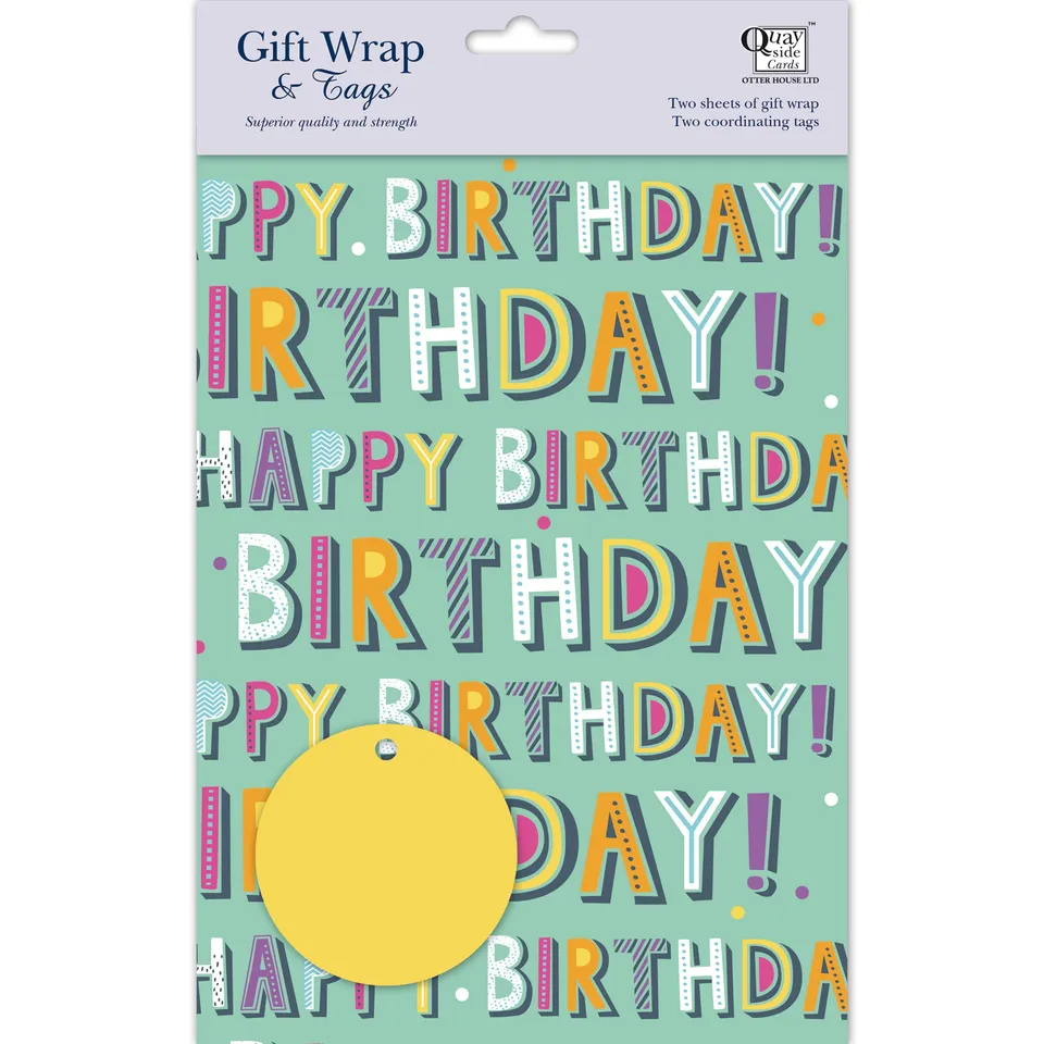 otter-house-happy-birthday-text-geschenkpapier-2-bogen-tags image 1