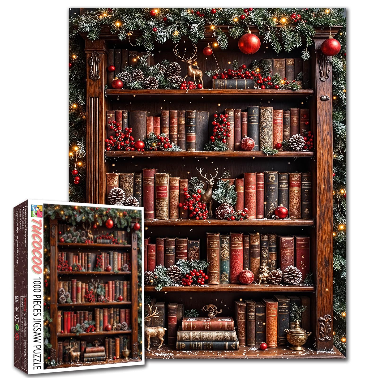 tucocoo-christmas-bookshelf-charm-puzzle-1000-teile-regal image 1