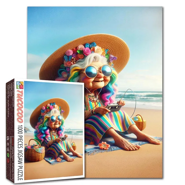 tucocoo-jigsaw-puzzles-oma-puzzle-1000-teile-strand-sommer image 1