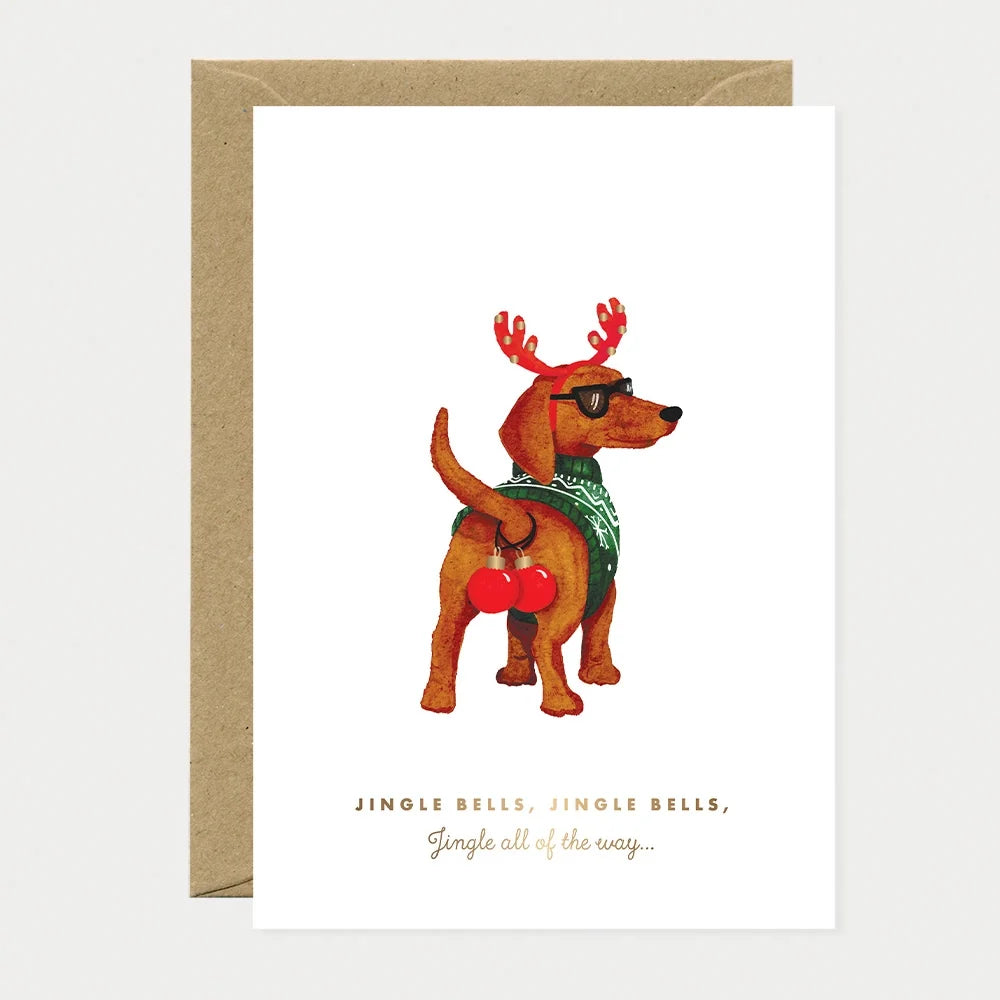 all-the-ways-to-say-jingle-bells-dog-weihnachtskarte-goldfolie image 1