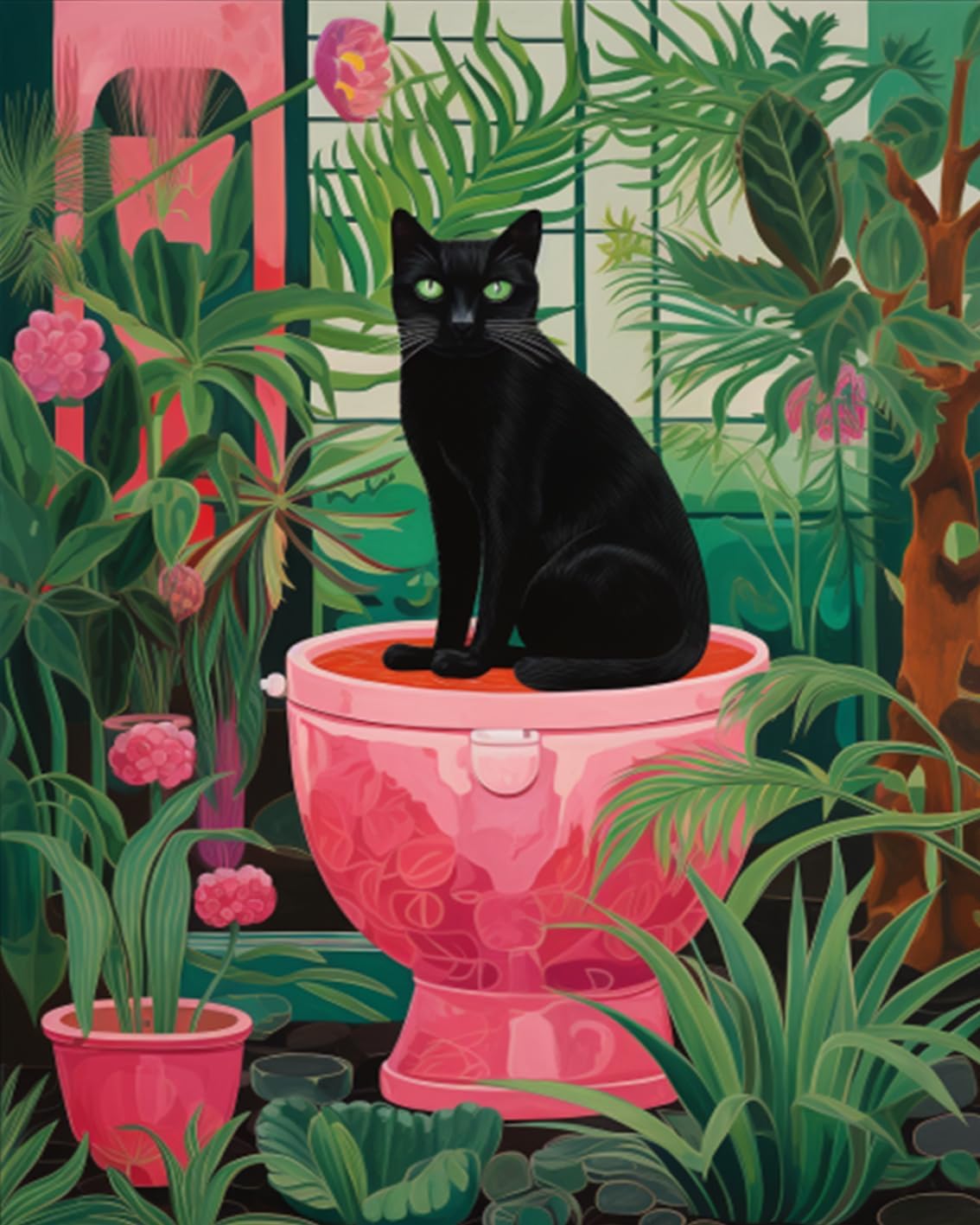 tucocoo-paint-by-numbers-black-cat-flower-pot-malbild-40x50 image 2