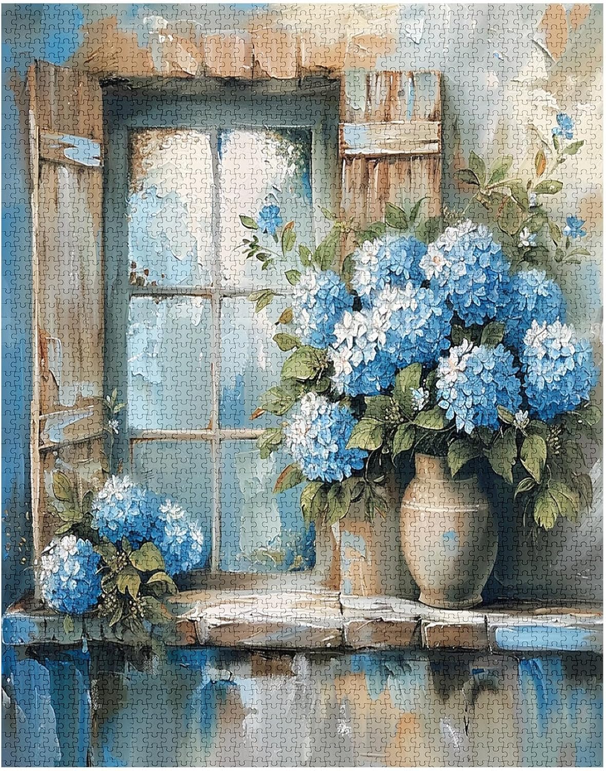tucocoo-jigsaw-puzzles-hydrangea-rustic-window-puzzle-1000-teile-blumen image 2