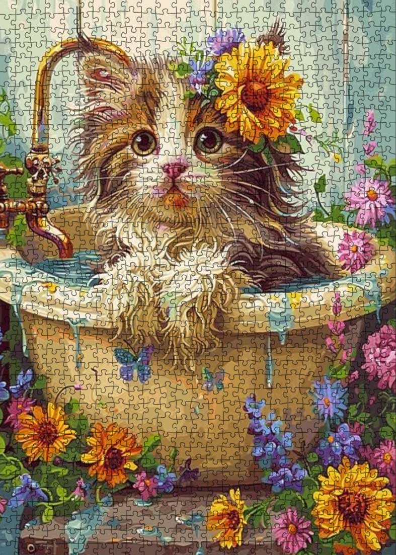 tucocoo-jigsaw-puzzles-flower-cat-bath-puzzle-1000-teile-k-tzchen image 2
