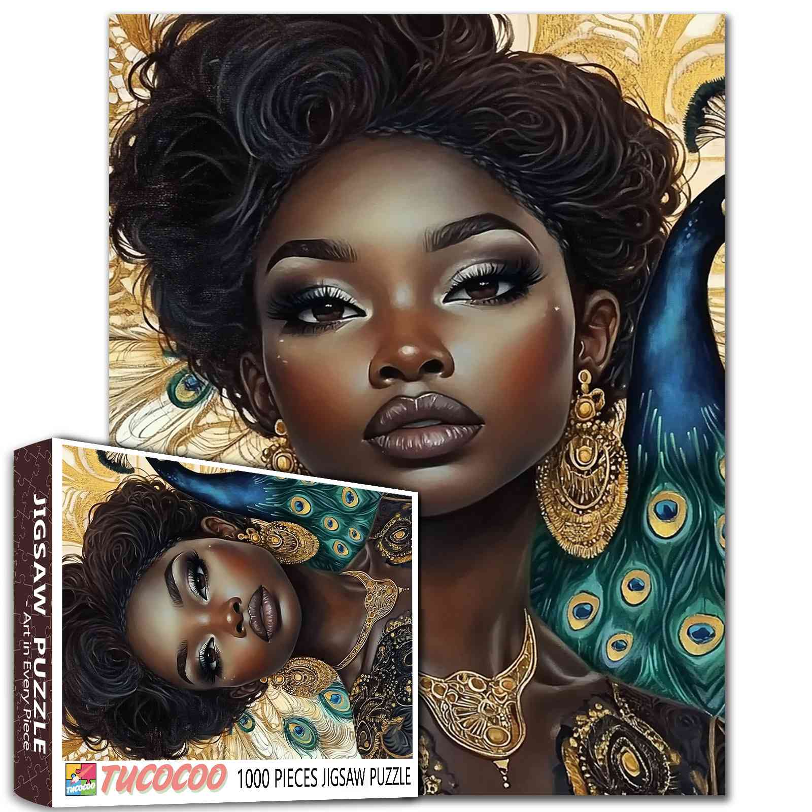 tucocoo-african-queen-peacock-puzzle-1000-teile-gold image 1