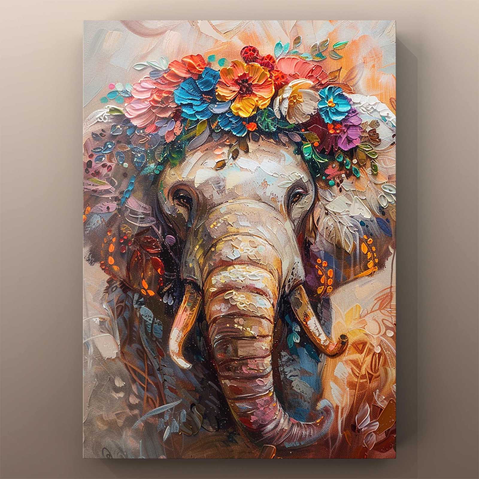 tucocoo-canvas-wall-art-elegant-elephant-floral-crown-leinwandbild-30x40-elefant image 2