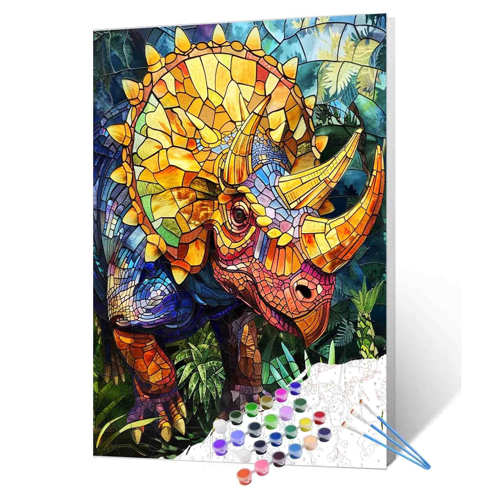 tucocoo-triceratops-jungle-encounter-malen-nach-zahlen-40x50-cm image 1