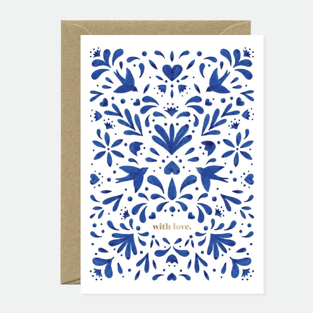 all-the-ways-to-say-blue-swallow-gru-karte-a6-mit-goldfolie image 1