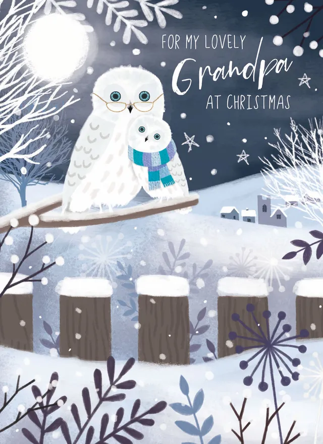 otter-house-christmas-weihnachtskarte-opa-white-owl-einzelkarte image 1