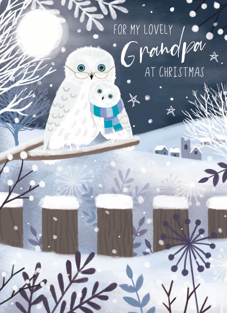 otter-house-christmas-weihnachtskarte-opa-white-owl-einzelkarte image 1