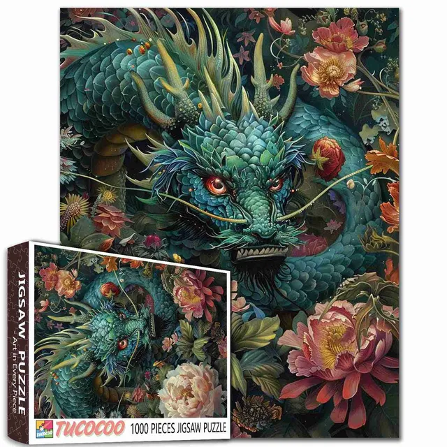 tucocoo-dragon-among-flowers-puzzle-1000-teile-drache image 1