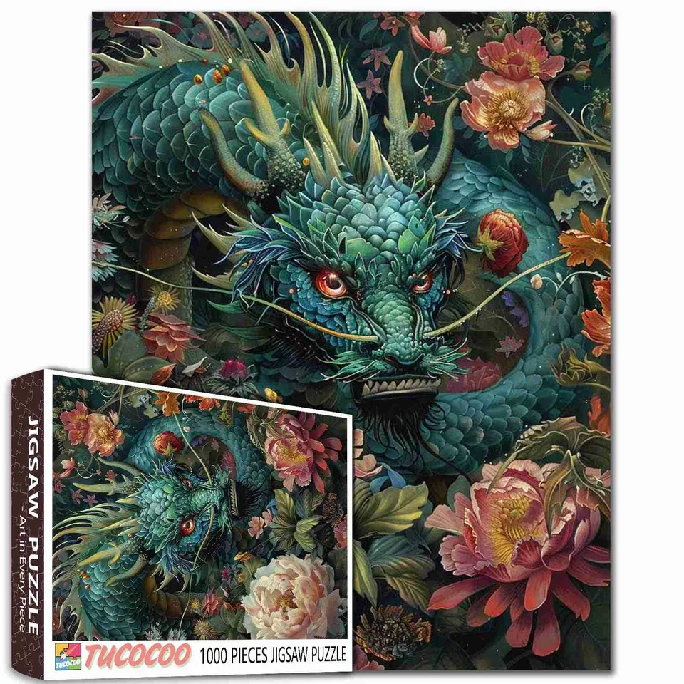 tucocoo-dragon-among-flowers-puzzle-1000-teile-drache image 1