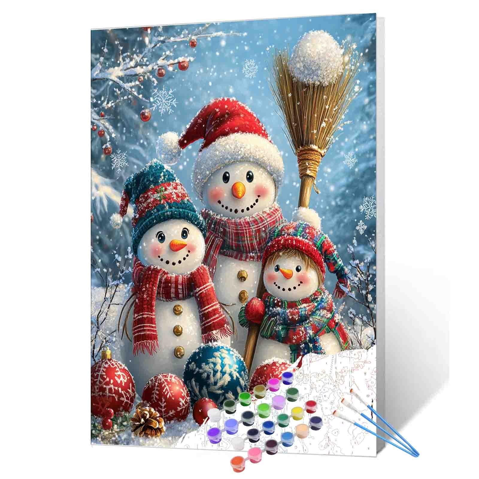 tucocoo-paint-by-numbers-snowman-family-bild-40x50-schneemann image 1