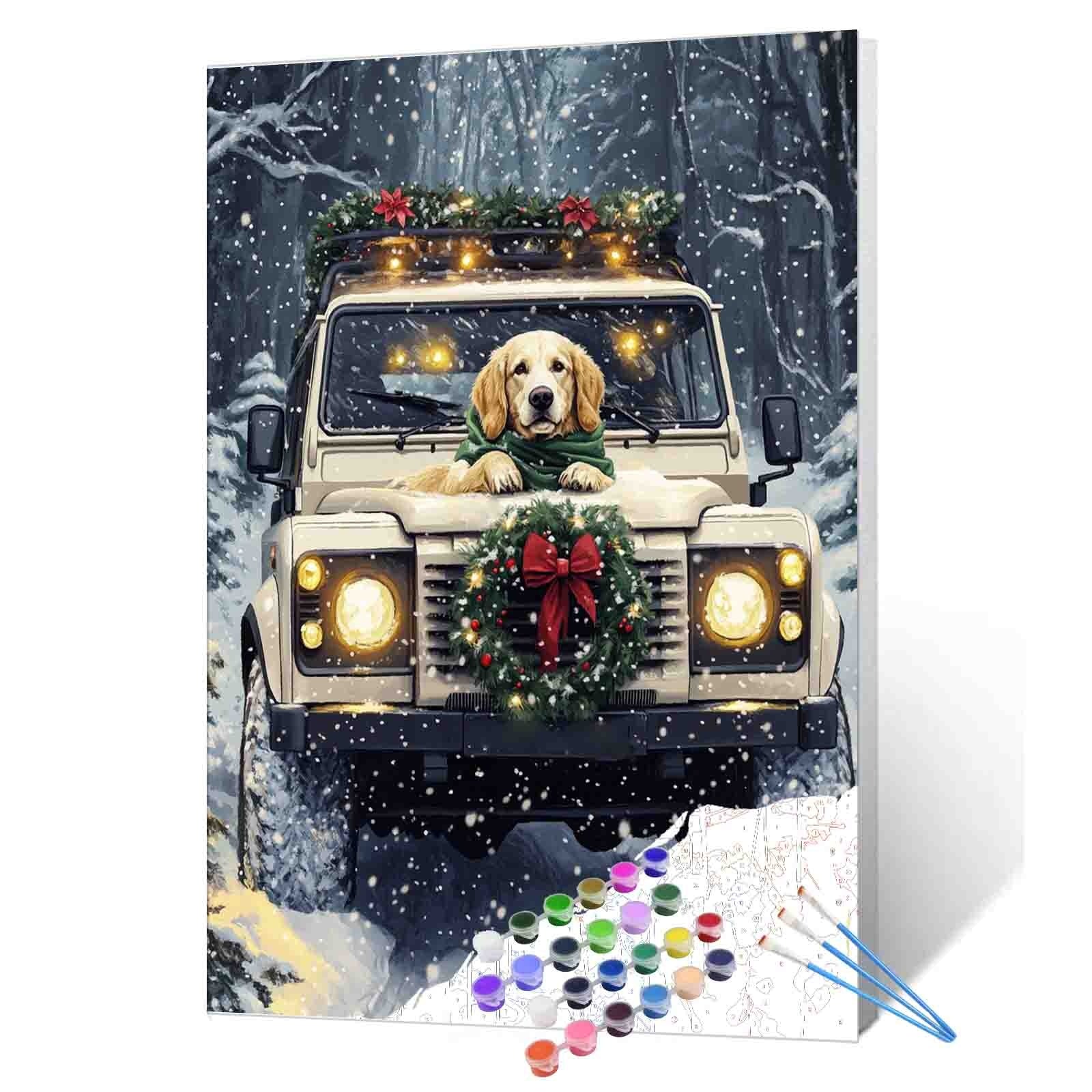tucocoo-christmas-drive-dog-malen-nach-zahlen-40x50-ohne-rahmen image 1