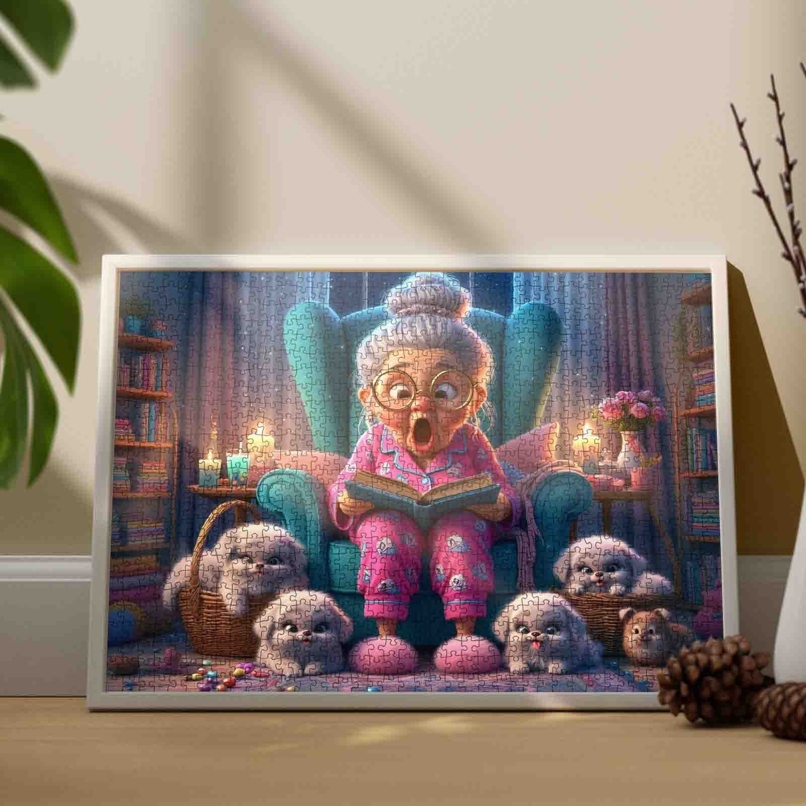 tucocoo-jigsaw-funny-grandma-and-fluffy-pups-puzzle-1000-teile image 3