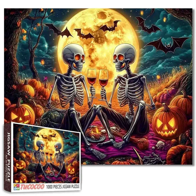 tucocoo-jigsaw-moonlit-skeleton-halloween-toast-puzzle-1000-teile-skelett image 1