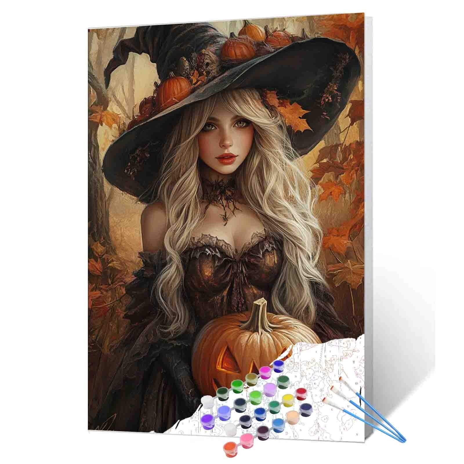 tucocoo-pumpkin-witch-malen-nach-zahlen-40x50cm-herbst-hexe image 1