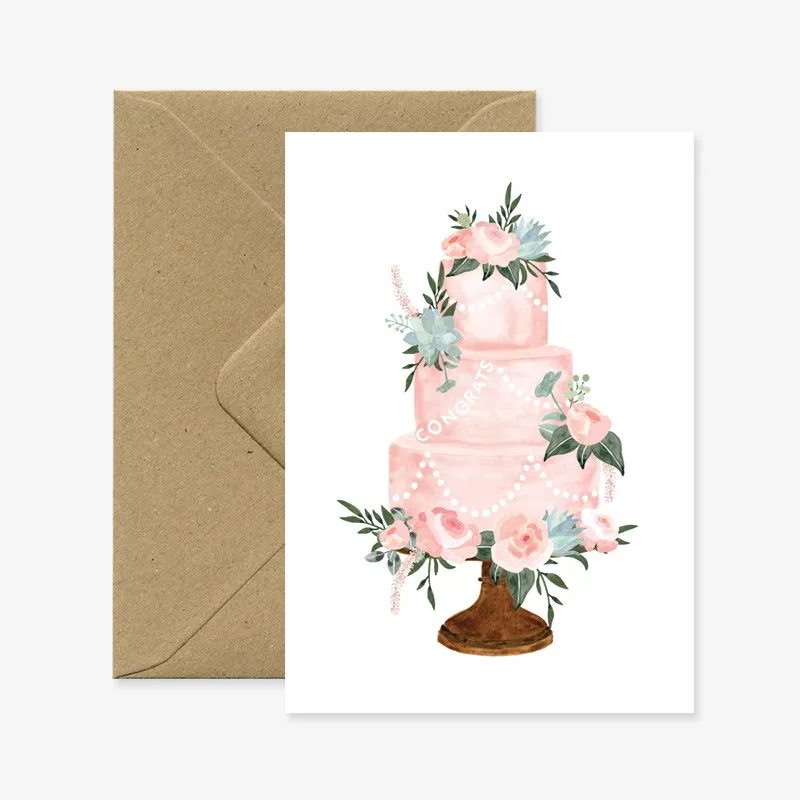 all-the-ways-to-say-greeting-cards-wedding-cake-hochzeitskarte-a6 image 1