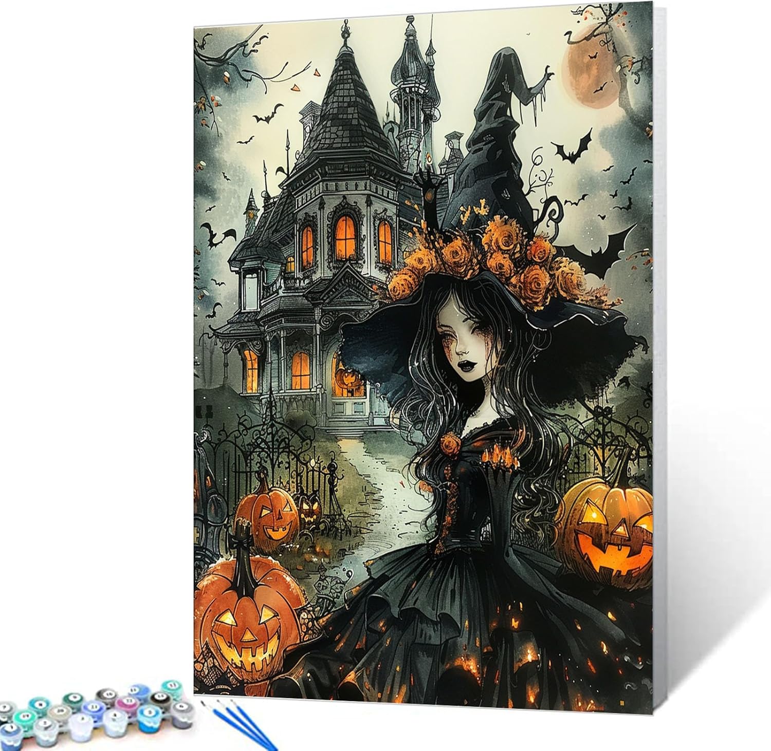 tucocoo-paint-by-numbers-gothic-schloss-hexe-malen-nach-zahlen image 1