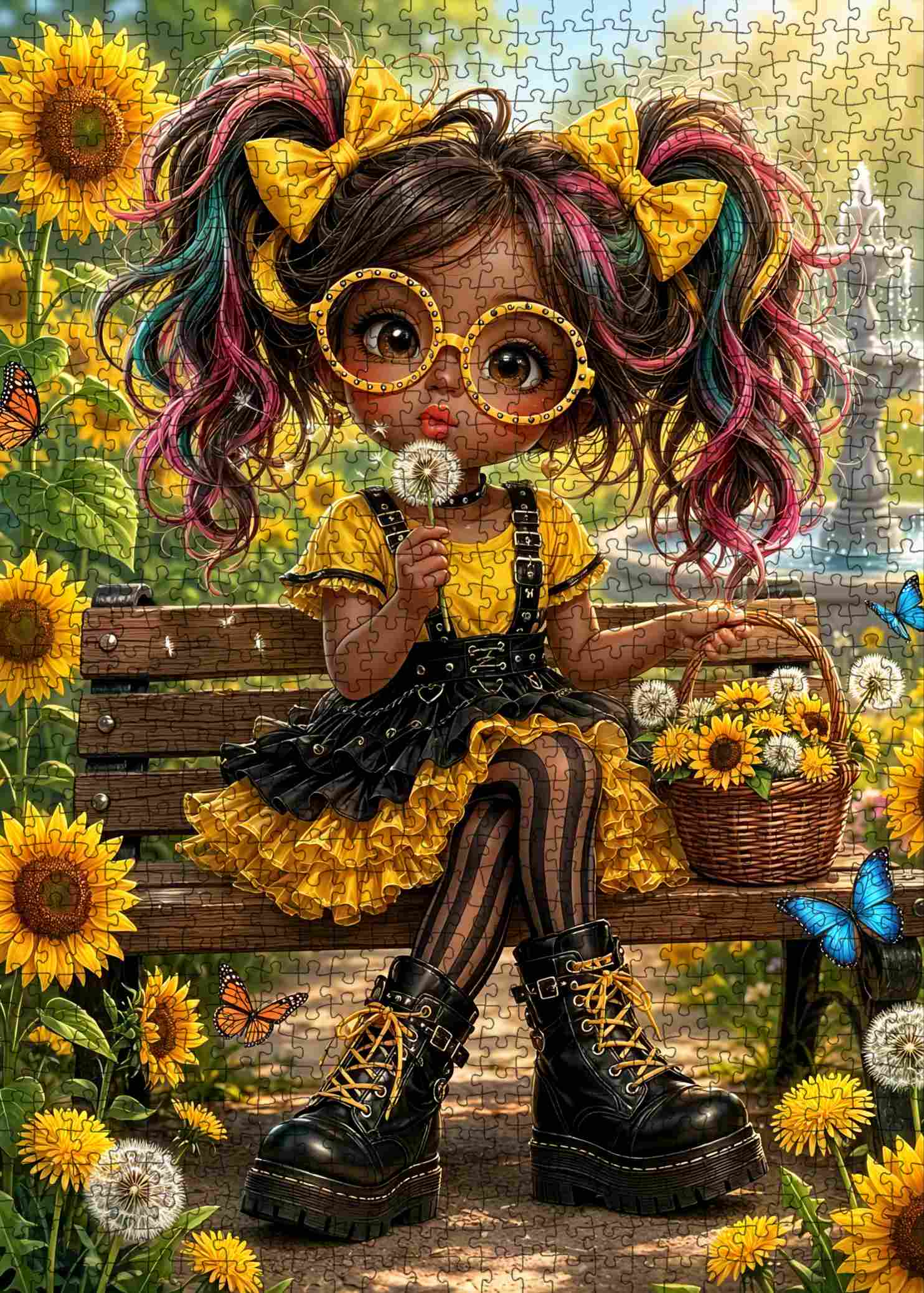 tucocoo-whimsical-sunflower-fashion-girl-puzzle-1000-teile image 2