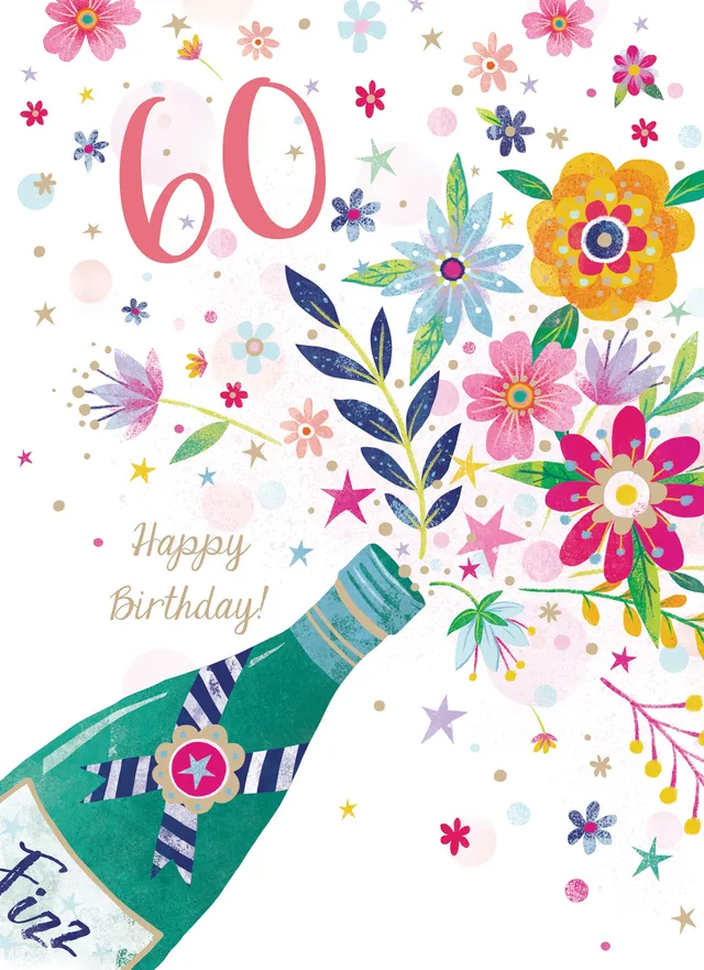 otter-house-age-to-celebrate-60-geburtstagskarte-flasche-floral image 1