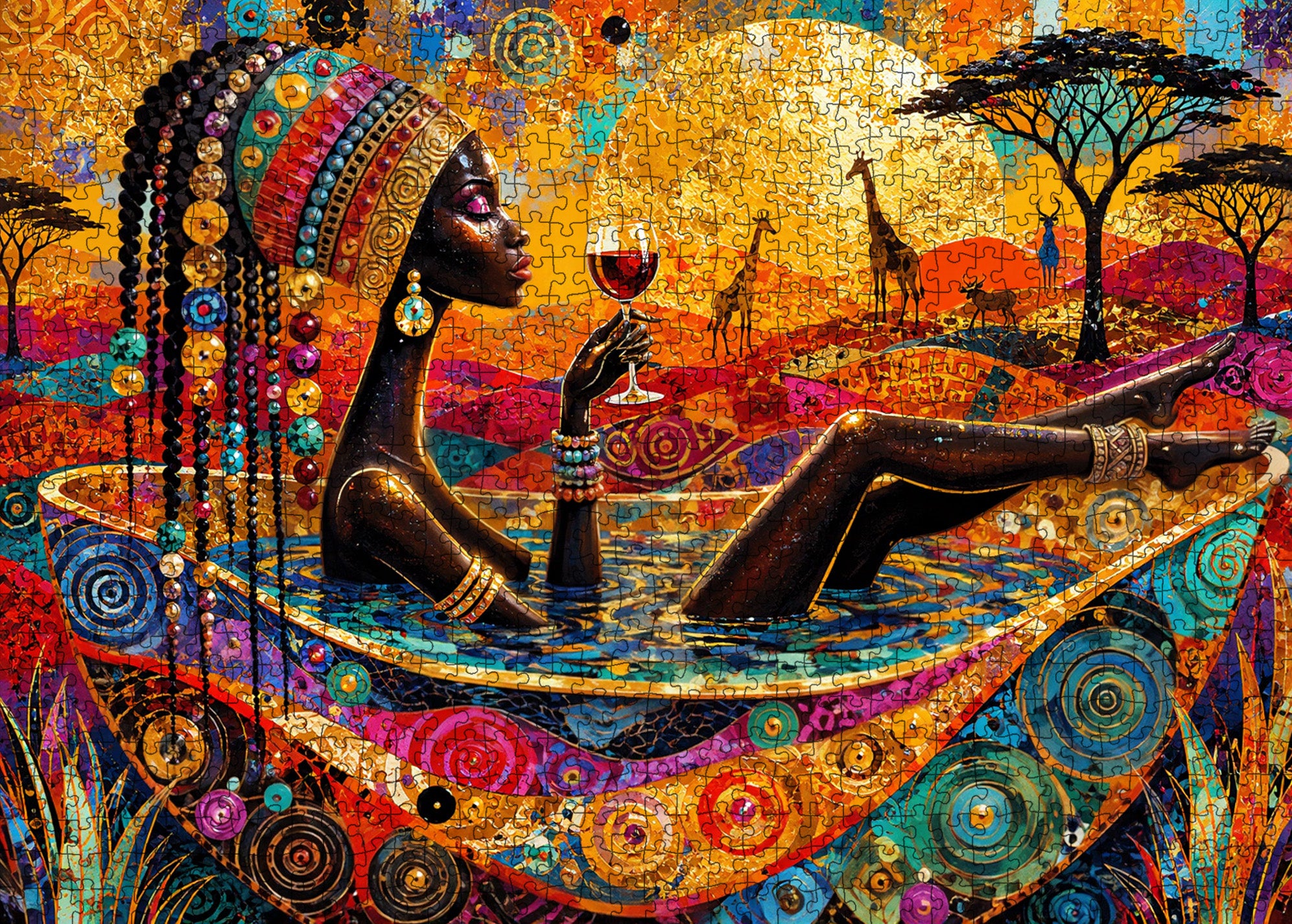 tucocoo-african-woman-safari-wine-puzzle-1000-teile-portrait image 2
