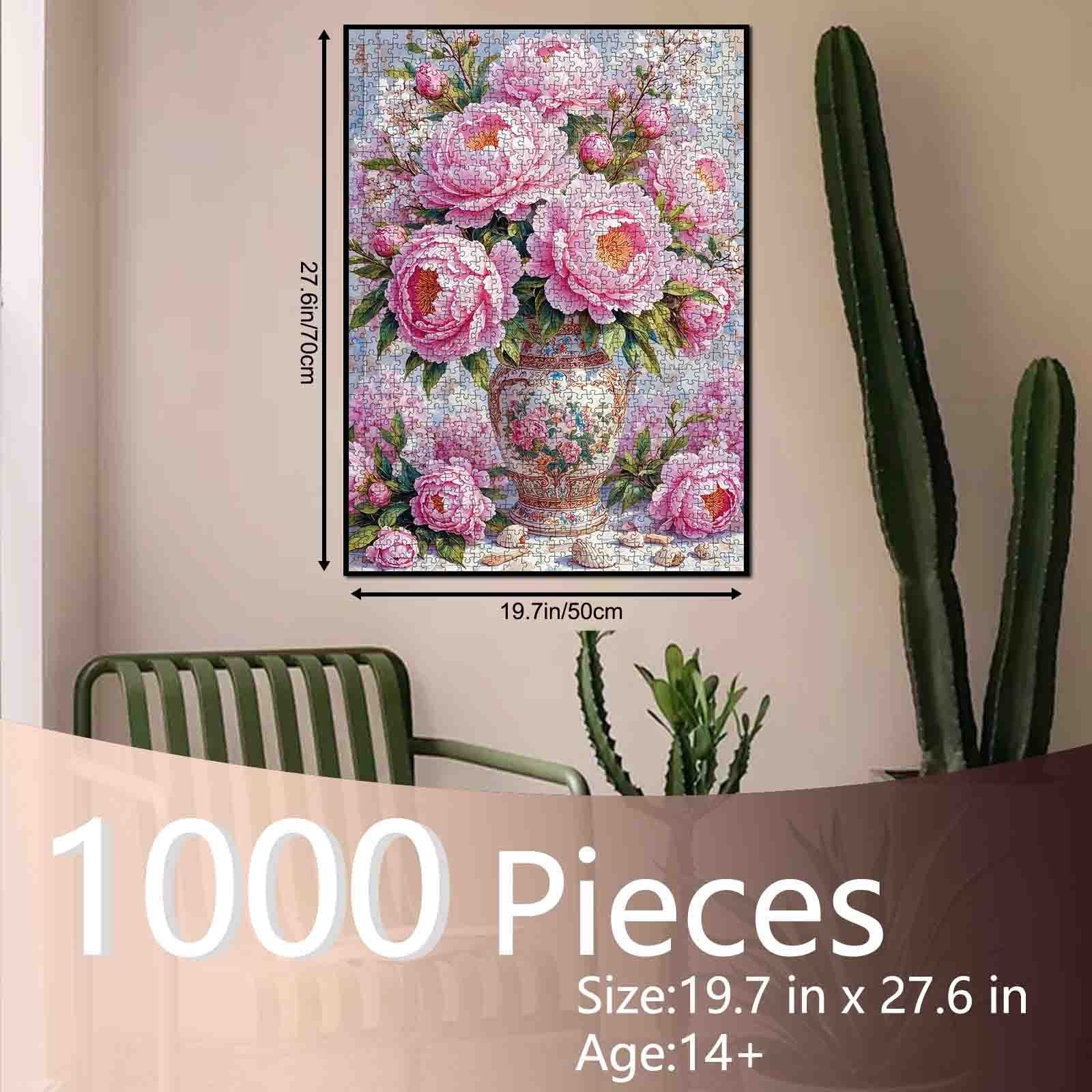 tucocoo-vintage-pink-peony-vase-puzzle-1000-teile-blumenmotiv image 5
