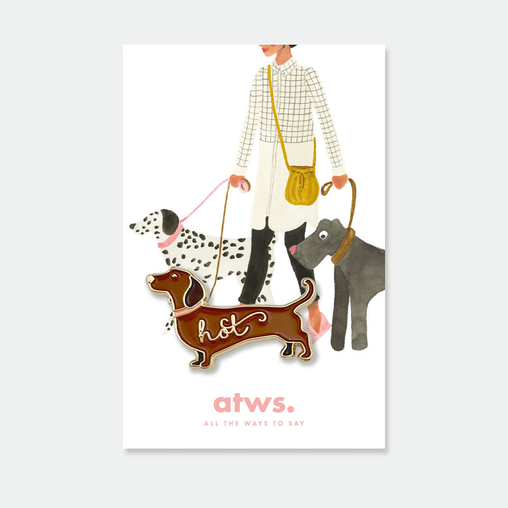 all-the-ways-to-say-hot-dog-pin-dackel-emaille-gold image 1