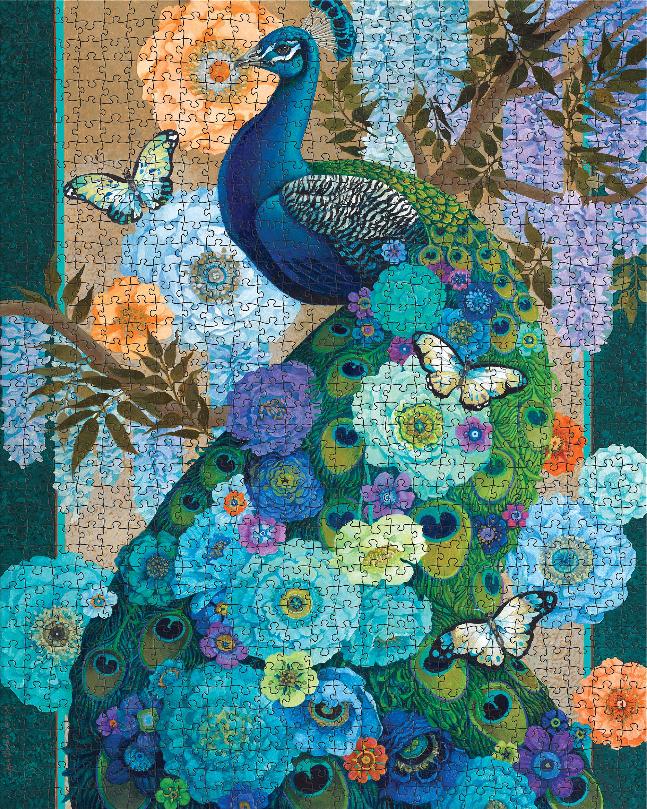 pomegranate-galchutt-floral-peacock-puzzle-1000-teile-pfau image 2