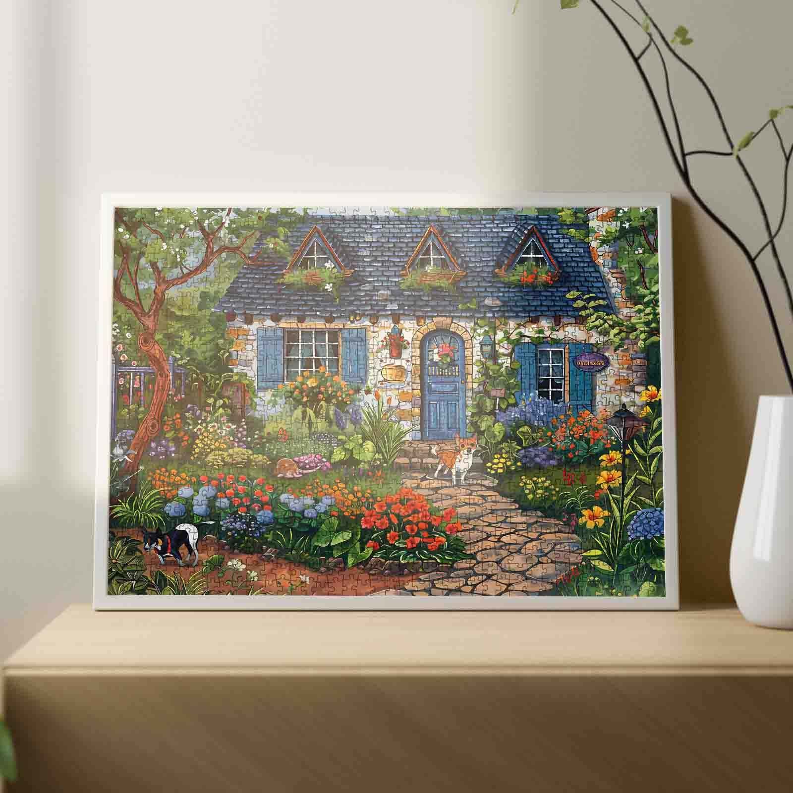 tucocoo-jigsaw-blaues-haus-mit-welpe-puzzle-1000-teile-landschaft image 3