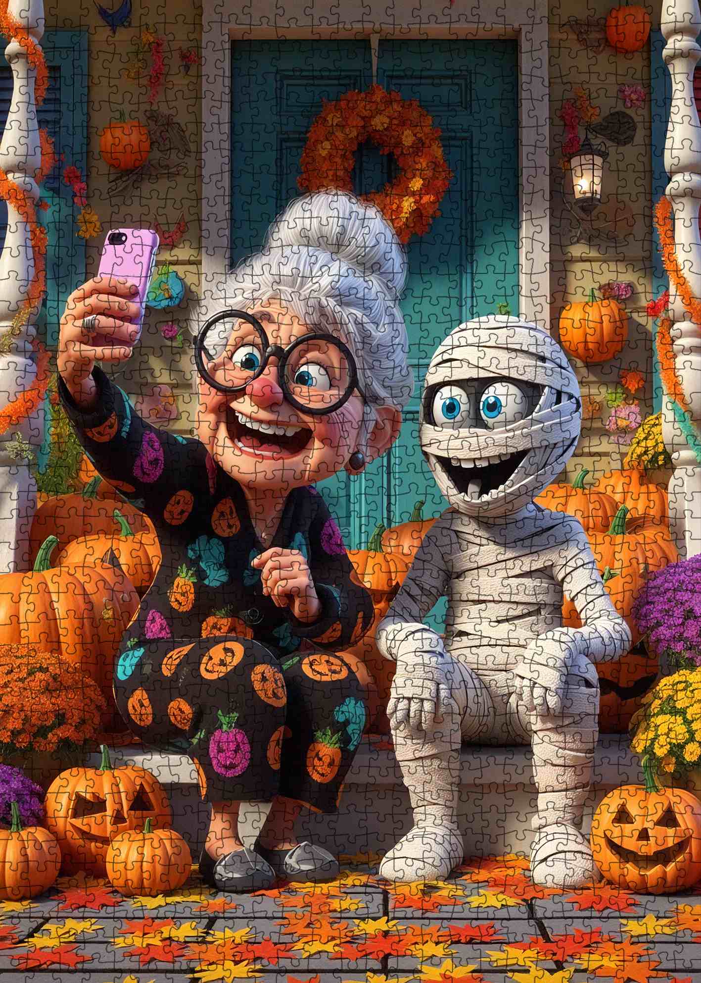 tucocoo-playful-granny-and-mummy-selfie-puzzle-1000-teile-halloween image 2