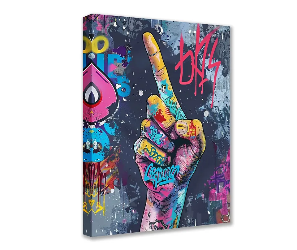 tucocoo-graffiti-hand-gesture-leinwandbild-30x40-ungerahmt-bunt image 1