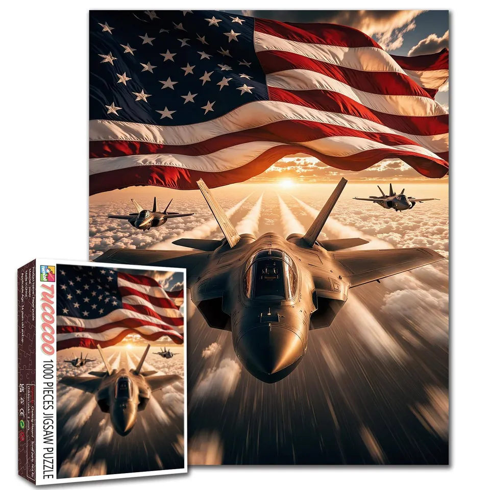 tucocoo-fighter-jet-flag-puzzle-1000-teile-flugzeug image 1