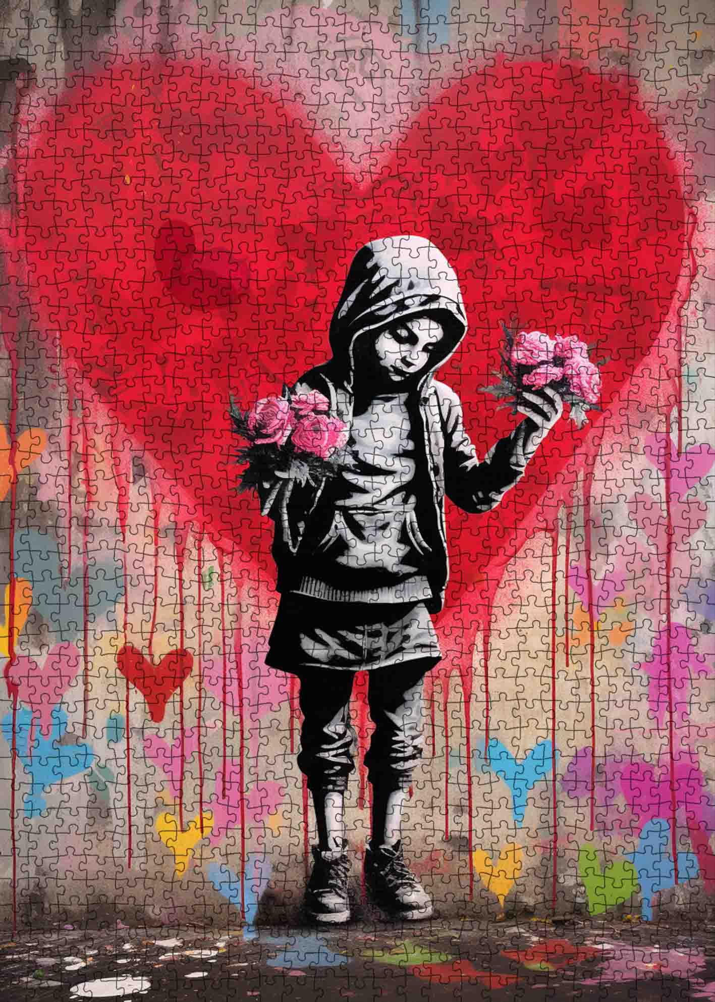 tucocoo-girl-holding-roses-puzzle-1000-teile-herz-graffiti image 2