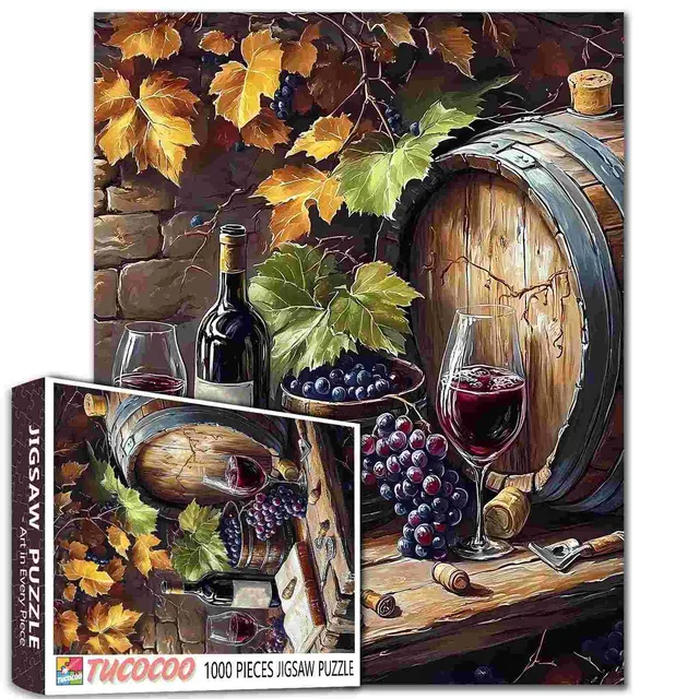 tucocoo-rustic-wine-and-grapes-puzzle-1000-teile-wein image 1
