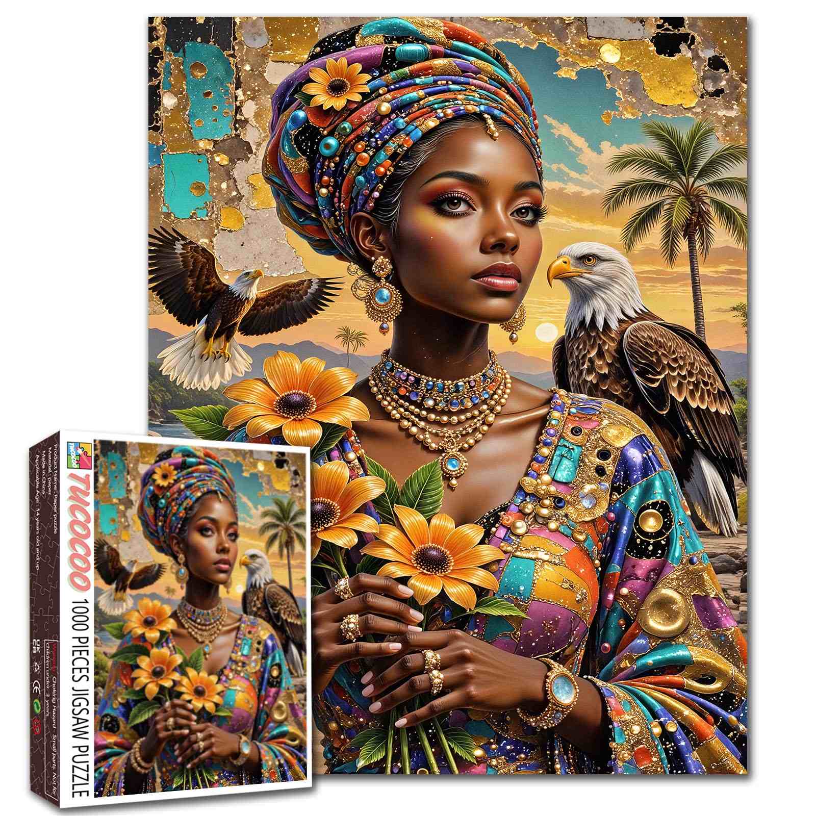 tucocoo-african-queen-with-eagles-puzzle-1000-teile-portrait image 1