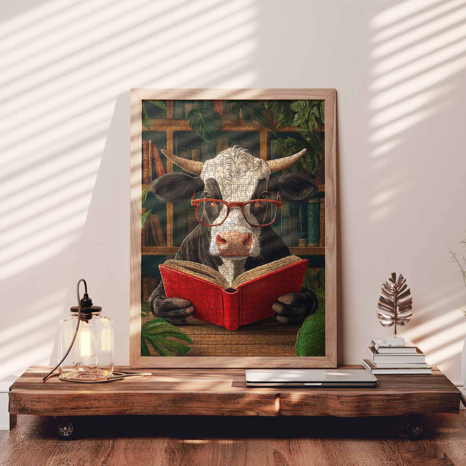 tucocoo-jigsaw-puzzles-cow-reading-book-in-library-puzzle-1000-teile image 3