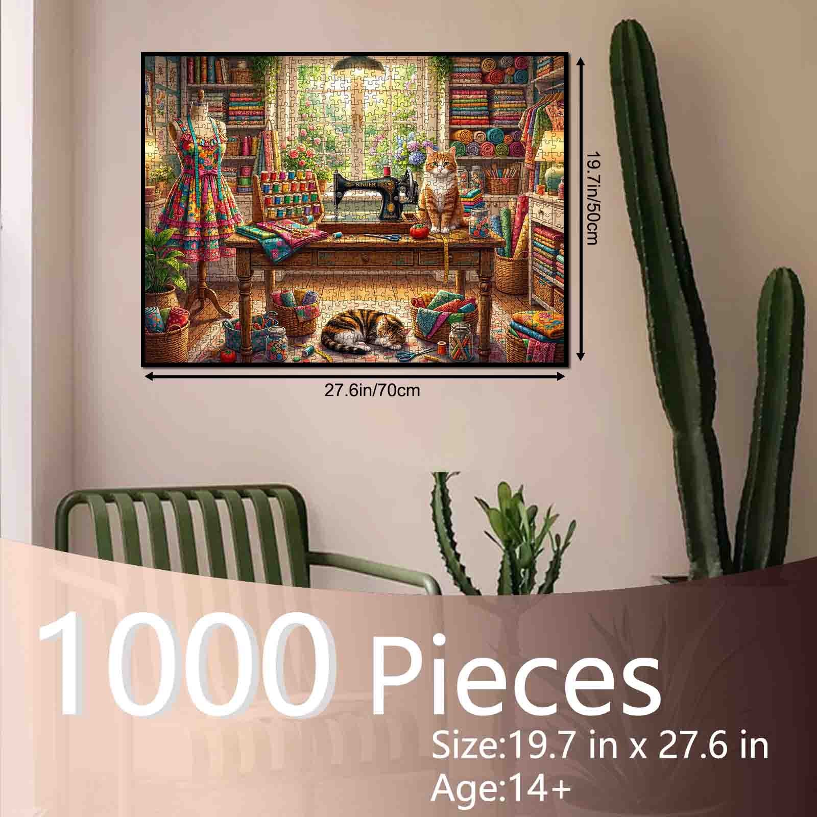 tucocoo-jigsaw-puzzles-cozy-sewing-studio-cats-puzzle-1000-teile image 5