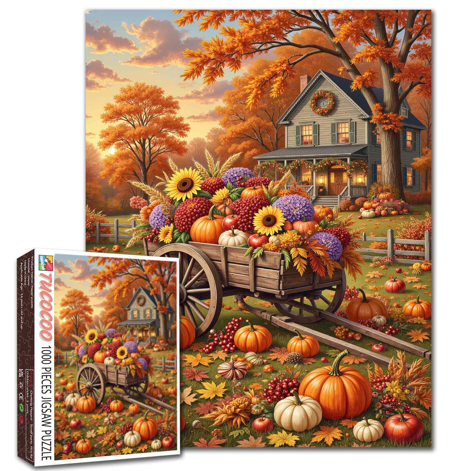 tucocoo-autumn-harvest-flower-wagon-puzzle-1000-teile-herbst image 1
