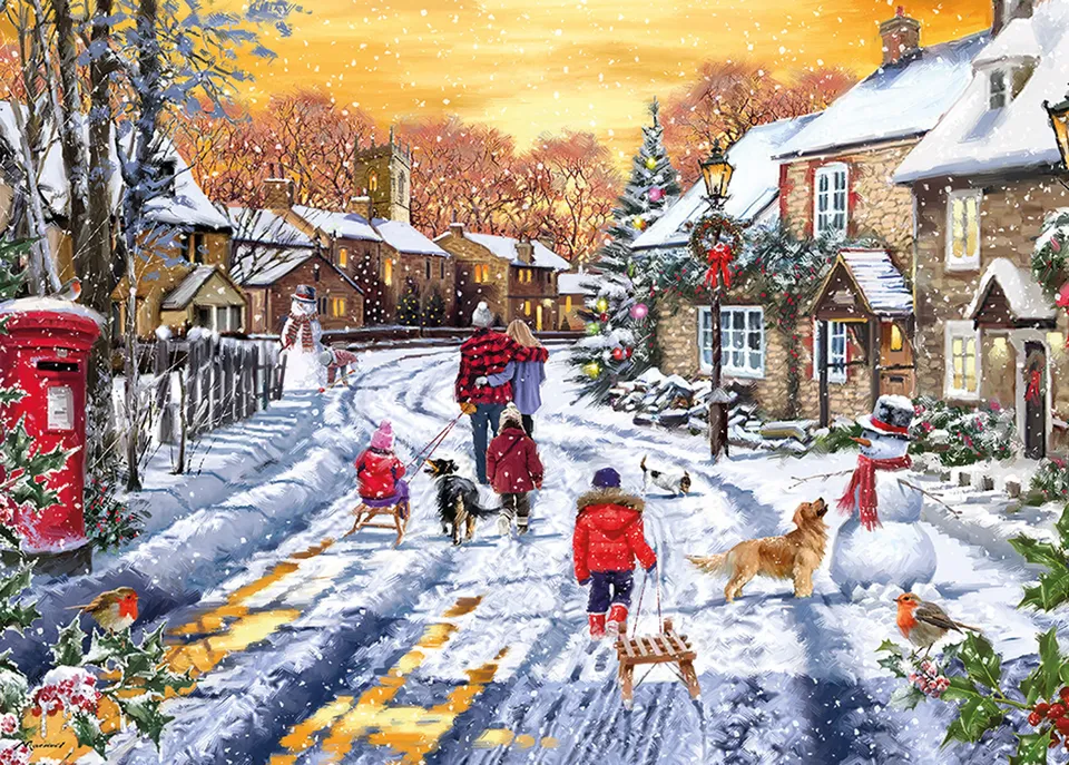 otter-house-festive-wander-puzzle-1000-teile-winterdorf image 1