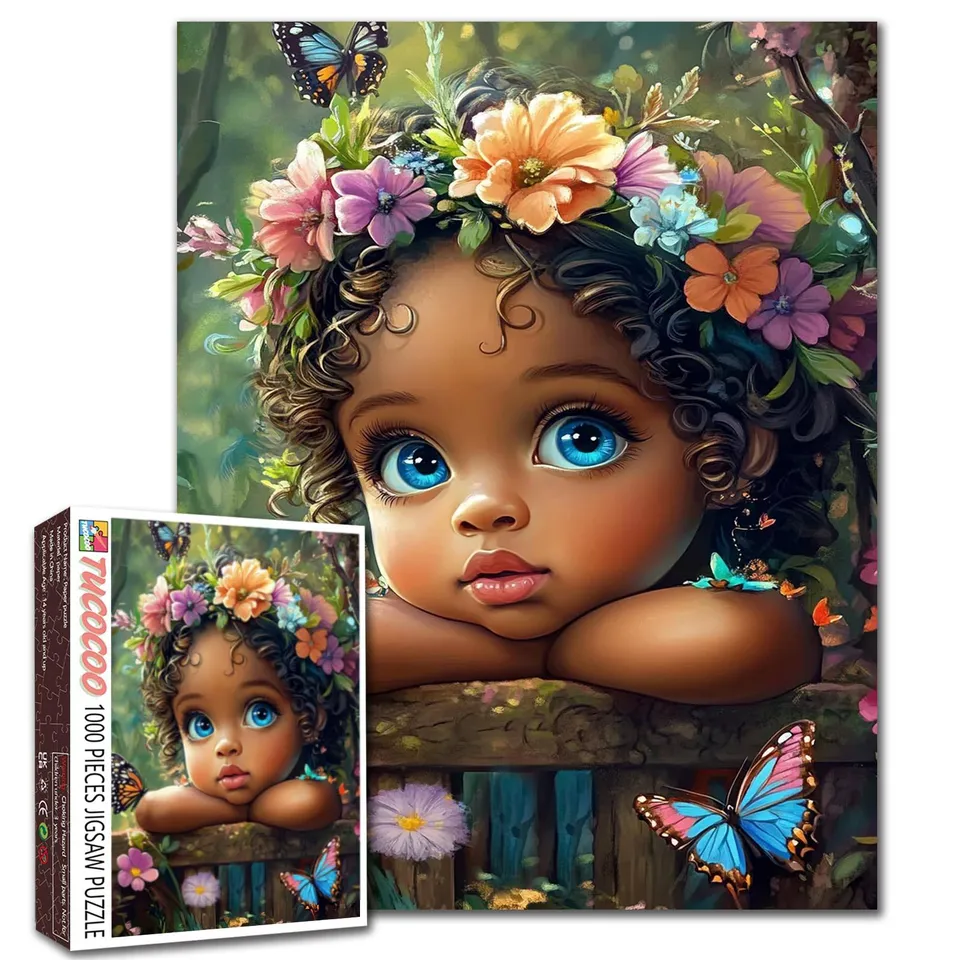 tucocoo-jigsaw-curly-hair-girl-butterfly-garden-puzzle-1000-teile image 1