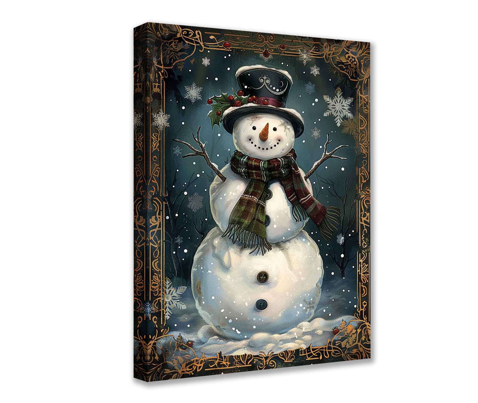 tucocoo-vintage-snowman-with-top-hat-leinwandbild-30x40cm image 1