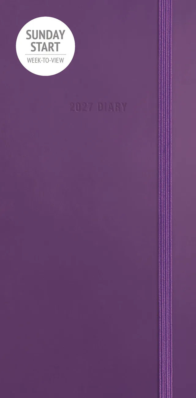 otter-house-sunday-start-purple-soft-touch-slim-diary-2027-terminkalender-lila image 1