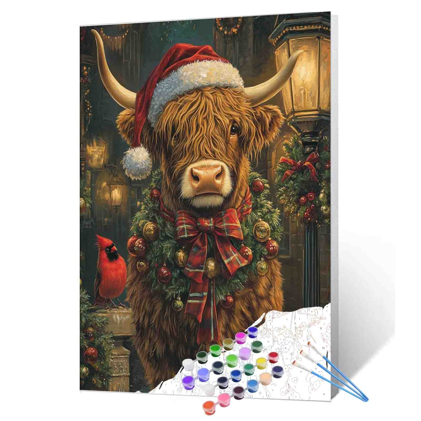 tucocoo-festive-highland-cow-malen-nach-zahlen-weihnachten image 1