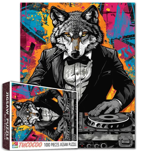 tucocoo-dj-wolf-graffiti-puzzle-1000-teile-neon image 1