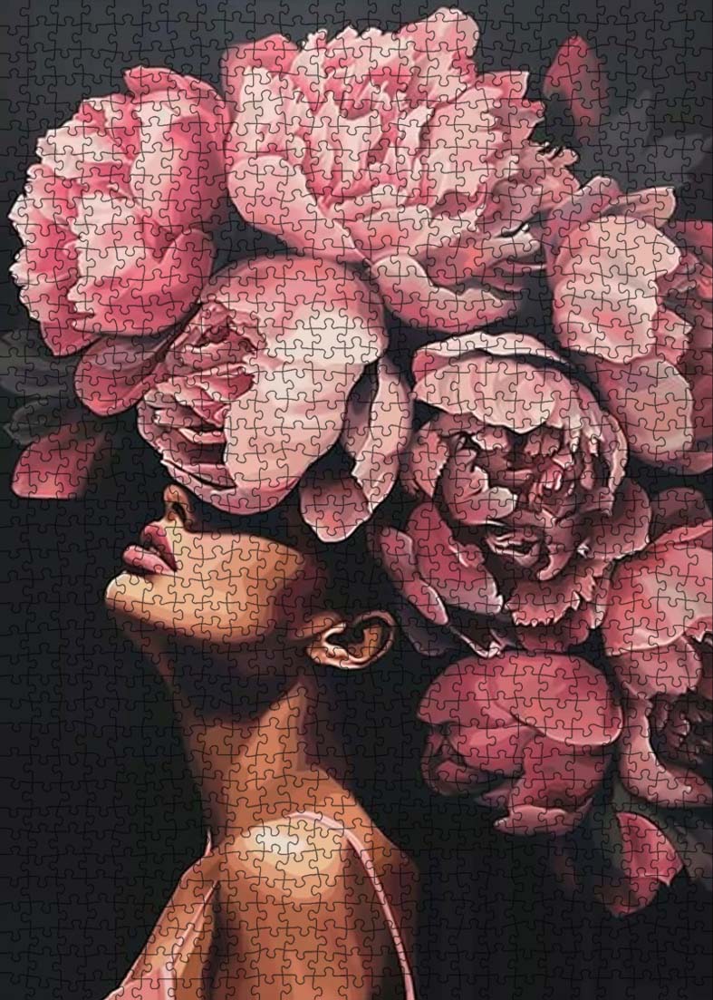 tucocoo-peony-goddess-puzzle-1000-teile-portrait-blumen image 2