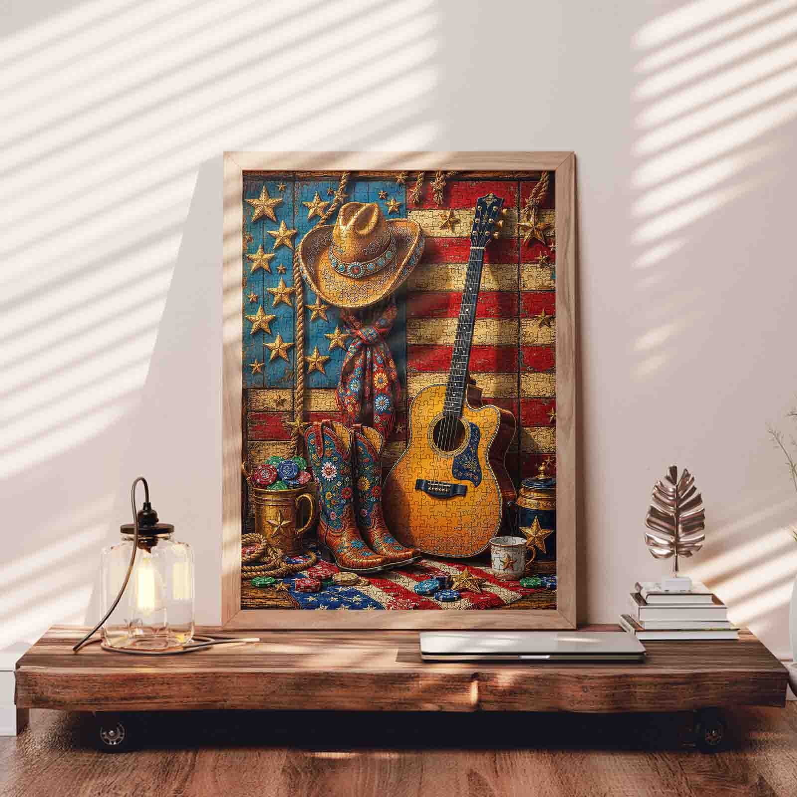 tucocoo-patriotic-cowboy-guitar-puzzle-1000-teile-western-motiv image 3