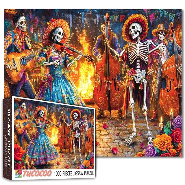 tucocoo-day-of-dead-skeleton-celebration-puzzle-1000-teile image 1
