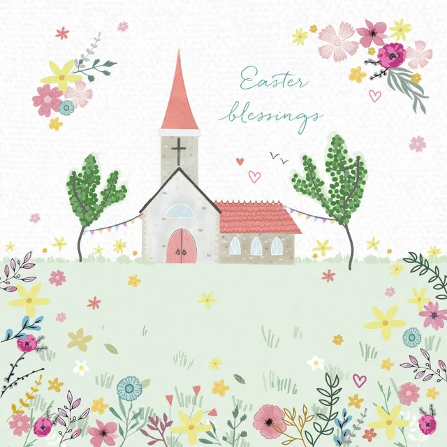 otter-house-floral-church-osterkarten-5er-pack-blumenmotiv image 1