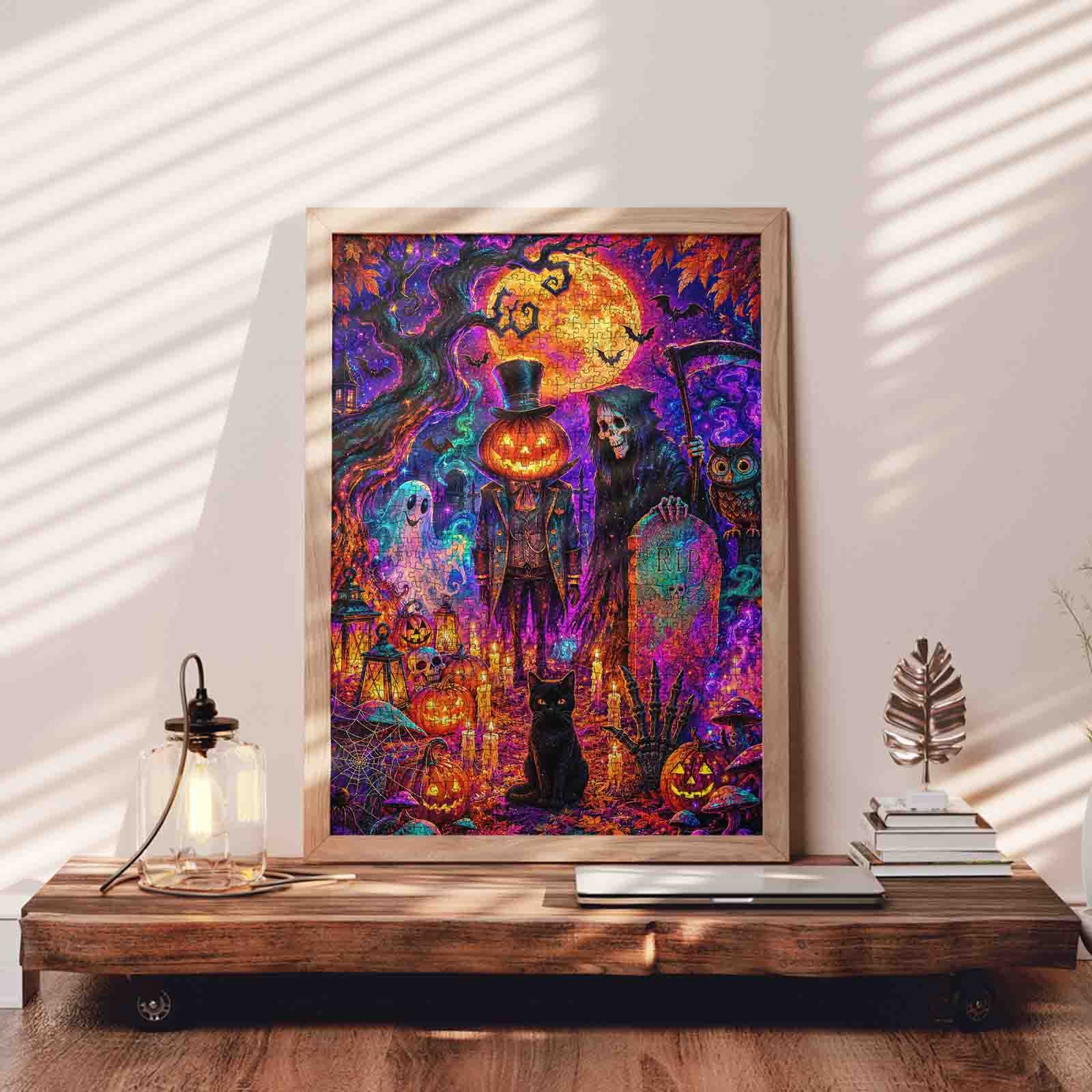 tucocoo-jigsaw-puzzles-pumpkin-reaper-haunted-graveyard-puzzle-1000-halloween image 3
