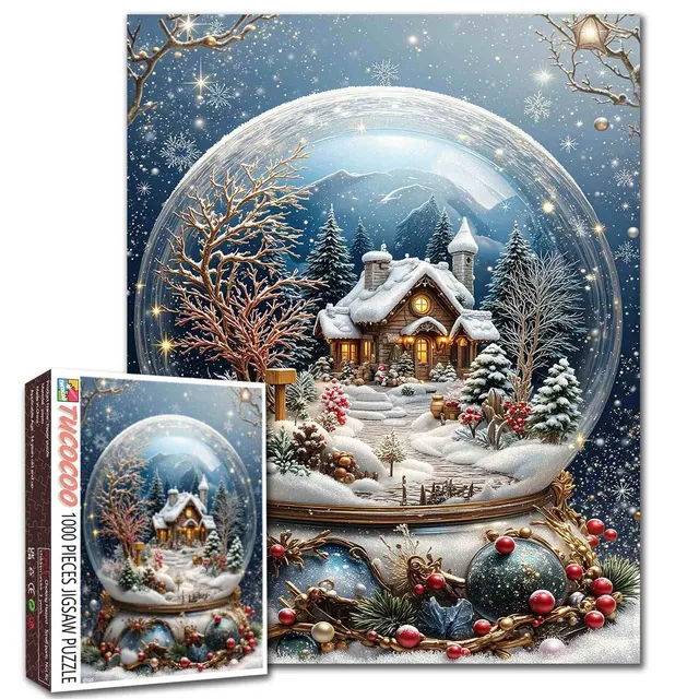 tucocoo-winter-cottage-snow-globe-puzzle-1000-teile-weihnachten image 1